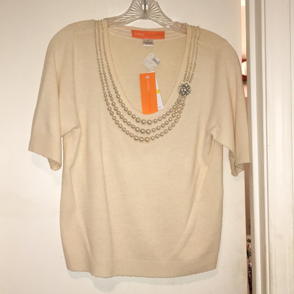 Cynthia Steffe cream cashmere sweater
